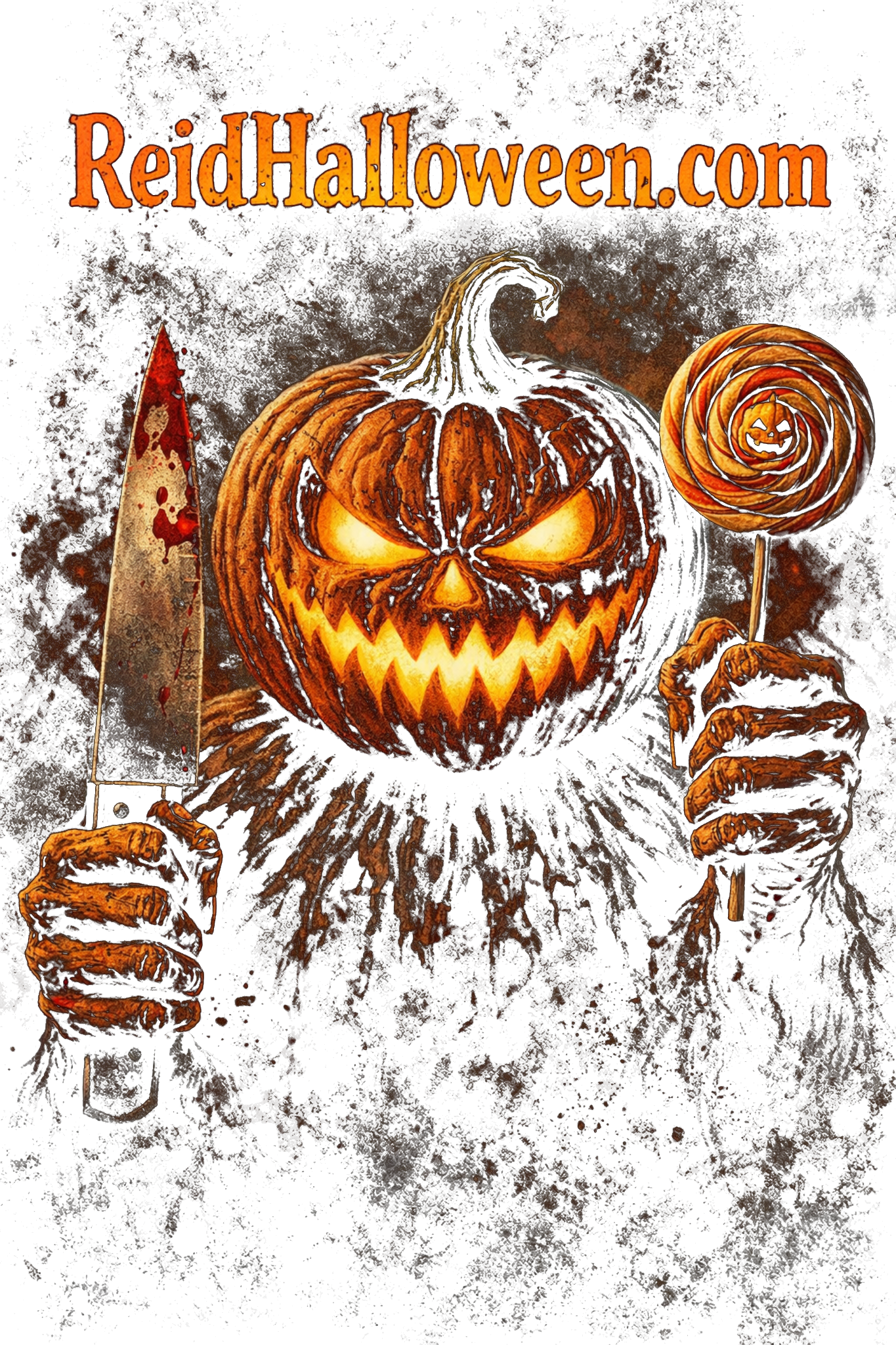 ReidHalloween.com logo featuring a pumpkin character